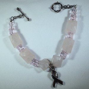 Rose Quartz Sterling Sliver Austian Crystal